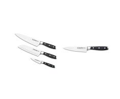 3 Claveles 28007 Set Cuchillos Cocina: Verduras 9cm + Santoku 18cm + Cocinero 20cm + Cuchillo Cocinero Forjado, Pulido Mate, Acero Inoxidable, lÃ­nea Toledo - (13cm - 5)