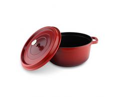 Commichef Cacerola Redonda de Aluminio Fundido con Tapa, 16 cm de diámetro, Aluminio, Rojo, (5,5L) UK