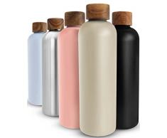 T&N Botella Agua Acero Inoxidable 1 litro, Termo Reutilizable 1l, cantimplora termica sin BPA, Aislamiento de VacÃo de Doble Pared para Bebidas FrÃas 29h y Calientes 14h
