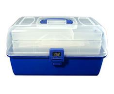 Lunar Box Caja de 3 bandejas, Manualidades y Costura, Compartimentos Ajustables, (Azul), 3 Tray