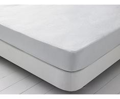 Mila Rosa Basic Protector Colchón, Composicion: Rizo 80% Algodón 20% Poliester 100 Gr/M2-Base: Laminado 100% Poliuretano 25 Gr/M2, Blanco, 160 Cm