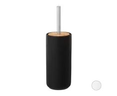 Relaxdays Escobilla BaÃ±o con Portaescobillas, Escobillero Moderno, CerÃ¡mica y Acero, 1 Ud, 33,5 x 10 cm, Negro