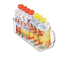 InterDesign Linus Organizador para la cocina, caja organizadora de plástico antirrotura de tamaño pequeño con 2 compartimentos, transparente