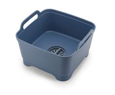 Joseph Joseph Wash&Drain Barreño Fregadero para Vajilla, Cubo Lavado/Escurridor de Platos con Asas y Tapón de Drenaje, en Plastico, Capacidad 9 Litros, Azul Oscuro