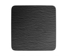 Villeroy & Boch 10-4239-2680 Manufacture Rock Servir Cuadrado/Gourmet, Moderno Plato de presentaciÃ³n de Porcelana Premium, Apto para lavavajillas, Negro