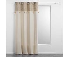 Douceur dIntÃ©rieur AlgodÃ³n de Interior, Cortina con Ojales 140 X 240 Cm AlgodÃ³n Liso con Pompones Sultan, 100% AlgodÃ³n