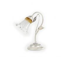 onli Lancia lÃ¡mpara de mesa de metal hecho a mano Sfumature Calla de cristal, blanco plata Degradado Oro