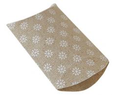 Mopec Caja Tipo petaca de Color Beige con Flores Blancas, Pack de 12 Unidades, Cuerda de Papel, 0.20x11.00x5.80 cm
