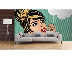 Fotomural Vinilo Pared CÃ³mic Chica pensativa | Fotomural para Paredes | Mural | Vinilo Decorativo | Varias Medidas 200 x 150 cm | DecoraciÃ³n comedores, Salones, Habitaciones.