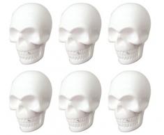 L’agape Set de Pomos para Armario, Cajones, Calavera de Resina, Blanco, 3.00x4.60x4.00 cm, 6 Unidades