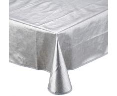CALITEX - Mantel de Hule Efecto Tejido, 180 x 180 cm, Color Plateado