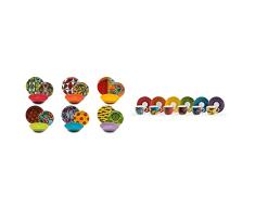 Excelsa Afrika Vajilla de 18 piezas, porcelana y cerÃ¡mica, multicolor + Afrika Juego de 6 tazas de cafÃ© con platillo, 90 ml, porcelana, multicolor