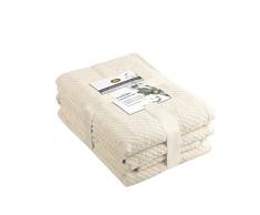 GÃ¶zze - Set de toallas de rizo, 2 toallas de mano (50 x 100 cm), 2 toallas de ducha (70 x 140 cm) y 2 toallas de invitados (30 x 50 cm), AlgodÃ³n, 480 g/mÂ² - Crema