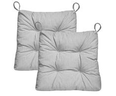 Traumnacht 03770400105 - CojÃ­n para Silla (con Funda de algodÃ³n, 38 x 40 x 7 cm), Gris Claro, 4 Unidades