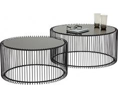 Kare Design Mesa centro Wire, negro, (2/Set), 34x70cm, redonda, mesa de estar, metal, vidrio