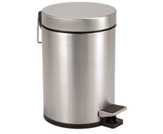 axentia Cubo Acero Inoxidable Mate Cepillado & Libre de óxido de Pedal 3L de Cubo de Basura Cubo de Basura con Tapa Cubo de Basura con Cubo con Pedal para baño y WC, Plata/Negro, 17 x 17 x 25 cm