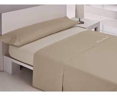 Pierre Cardin Juego sábanas coralina Colorado 105 cm. Camel, 100Percent_poliéster, Cama de 105