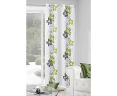 Zas Eurofirany/Glory/B + cortina de objetivo Glory con motivos florales, 140 x 250 cm, verde