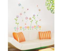 Adhesivo Decorativo para Pared, diseÃ±o de Flores de jardÃ­n y Mariposas
