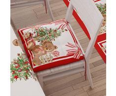 PETTI Artigiani Italiani - Cojines para Silla de Cocina navideÃ±a, Cojines de Silla de 4 Puntos, Juego de 6 Piezas, Fundas de cojÃ­n para Silla de Microfibra con Cordones, 100% Fabricado en Italia