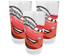 Disney Cars - Juego de 3 vasos para beber (200 ml, 3 unidades, cristal, multicolor, cm, 27 x 6, 5 x 12, 5 cm, 3 unidades)