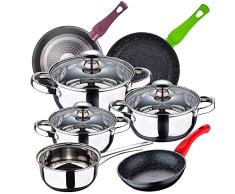 Bateria de cocina 7 piezas SAN IGNACIO Faro, acero inoxidable, con juego sartenes (20/24/28 cm) SAN IGNACIO Jolie en aluminio forjado