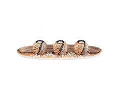 Relaxdays Portavelas con Cuenco Decorativo Redondo y Velas PequeÃ±as, DM-Arena, MarrÃ³n, 51,5 cm de Largo