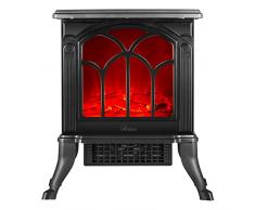 ARDES - AR354 Chimenea Eléctrica Cerámica Efecto Leña Ardiente, Llama Regulable y Termostato, Estufa Falsa, Estufa Eléctrica Efecto Chimenea Clásica Negra
