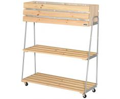 Wagner GreenFAMILY - Huerto Urbano / Cama elevada - GreenRACK - Madera FSC®, Naturale / Metal, 87 x 103 x 35/24 cm, 2 baldas, 4 Ruedas, Incl. Bolsa - 25025001