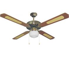 Bastilipo Cartagena Ventilador de Techo con Luz E27, 60 W, Cuero, 132 x 47 cm