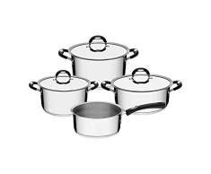 Tramontina Doble Silicona BaterÃa de Cocina de 4 Piezas, Acero Inoxidable, 3 cacerolas y 1 cazo para Todo Tipo de Fuegos