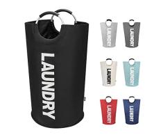 DOKEHOM 95L Bolsas Cestos para la Colada (7 Colores), Gran Servicio de lavanderÃa, Plegable Bolsa de Lavado de Ropa Bin (Negro)