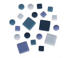 Rayher mosaicos de Mezcla, diámetro 12 mm, Cubo 500 g, Cristal, 13.3 x 13.3 x 6.3 cm, Vidrio, blautöne, 13.3 x 13.3 x 6.3 cm