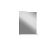 homes&jones Cuarto de baÃ±o Lina, Espejo, Espejo de Pared, Material derivado de la Madera, Blanco Alto Brillo, 60Â xÂ 70Â xÂ 18Â cm con Estante
