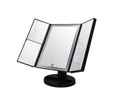 Ridder Espejo de Maquillaje Vivian, Color Negro, con 2 aumentos y 5 x, con LED, Funciona con Pilas, USB, tÃ¡ctil, regulador de Intensidad