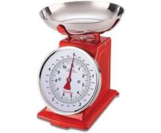 Terraillon - Balanza de Cocina Vintage - Tara Manual, Esfera Grande y Bol de 1L, Capacidad 5 kg - Tradition 500 Modelo Rojo