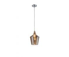 Trio Calais - Lámpara colgante, E27, aluminio, color cristal champagne
