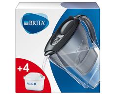 BRITA Marella Graphite - Jarra de Agua Filtrada con 4 cartuchos MAXTRA+ - Filtro que reduce la cal y el cloro para un sabor óptimo - 2.4 L