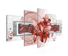 Runa Art imÃ¡genes flores lirios Wandbild 200 x 100 cm Vlies - lienzo XXL formato Wandbilder salÃ³n vivienda Deko Kunstdrucke rojo 5 piezas - Made in Germany - listo para colgar 209751a