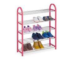 Relaxdays Zapatero Infantil, 15 Pares, hasta N° 30, Abierto, Ahorra Espacio, Liviano, Estante Calzado, Color Rosa, 70 x 57,5 x 18,5 cm