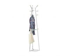 Relaxdays Plata, 181 x 42 x 42 cm Perchero Pie con 12 Colgadores, Acero, DM y Madera, Color