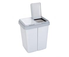 Axentia â Cubo de basura doble con 2 compartimentos, separador residuos (2 x 23 l), Plástico, Gris granito, 43 x 33 x51 cm