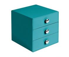 InterDesign Drawers Caja almacenaje con 3 cajones | Cajonera plástico para Maquillaje y cosméticos | Accesorios para baños | Plástico Color Azul petróleo