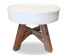 vidaXL Mesa Baja de Madera de recuperaciÃ³n Maciza 60 x 45 cm, Color Blanco