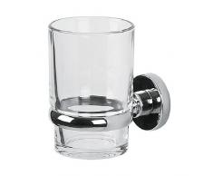 Spirella 7x10x10, Gris colección Atlantic, Portacepillos de Dientes con sporte, Metal Cromado y Vidrio