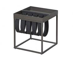 Inter Link Mesa Auxiliar de DiseÃ±o de Estilo Industrial, Metal y Fieltro en Antracita y Negro