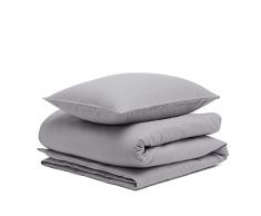 AmazonBasics - Juego de cama de franela con funda nórdica - 135 x 200 cm/50 x 80 cm x 1, Gris