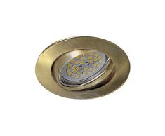 1 Unidad Wonderlamp - Foco empotrable Basic techo Redondo, incluye Portalámparas GU10, Diámetro de 8,5 x 1,5 cm. Ojo de buey basculante 30°, Oro viejo
