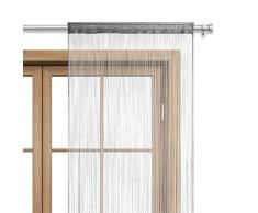wometo OekoTex - Cortina de Hilos para Puerta (90 x 245 cm), Color Gris