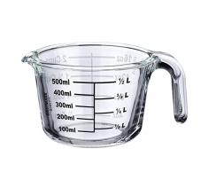 Westmark Jarra medidora, volumen de llenado: 0,5 L, apta para horno, microondas, apto para congelador, vidrio de borosilicato, transparente/negro, 30622260